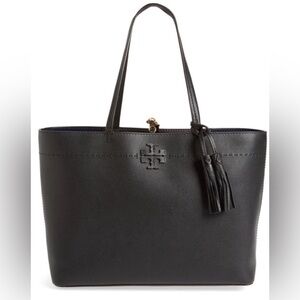 Tory Burch Black Tote with Tassel Accent